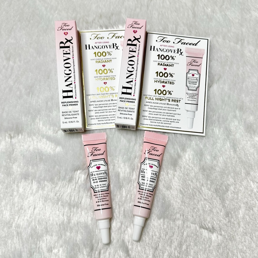 NIB Too Faced X2 Hangover Rx Replenishing Face Primer Mini 5ml Bundle of 2